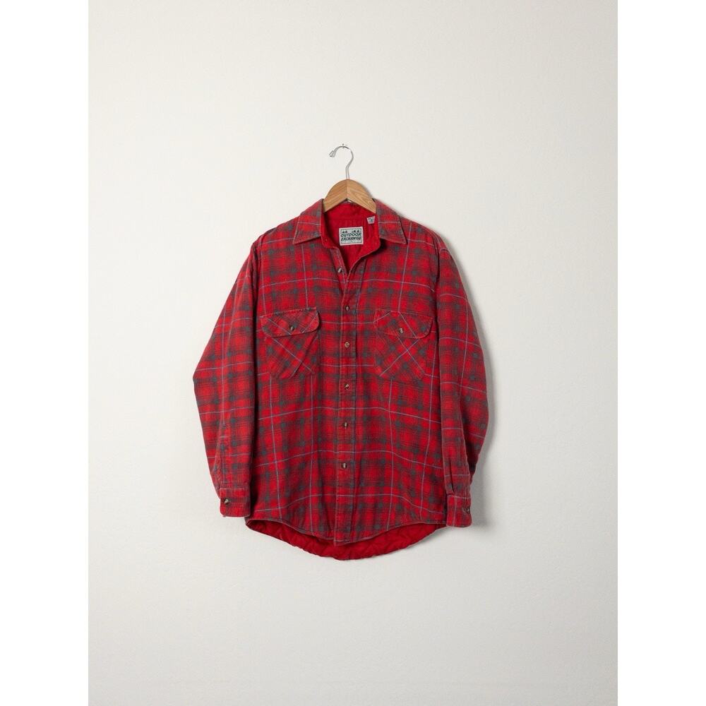 Vintage Outdoor Exchange Red Plaid Quilted Lined Shirt Jacket Medium